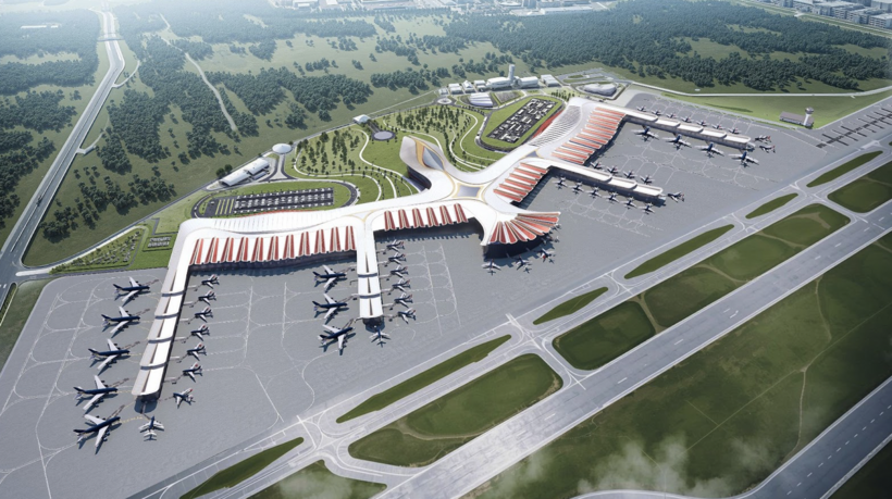 The terminal is designed in the shape of a phoenix in flight — a symbol of national prestige