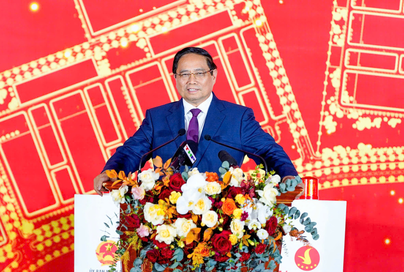 Prime Minister Pham Minh Chinh speaks at the event. Photo: Can Dung.