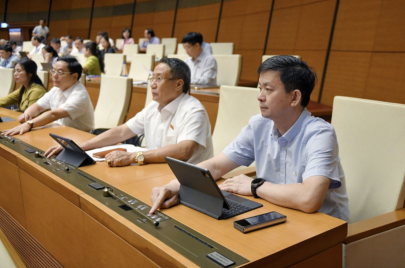 Lawmakers voting to approve the Amendment to the Law on Standards and Technical Regulations at the Dien Hong Hall on June 14, 2025. Photo: NA Portal