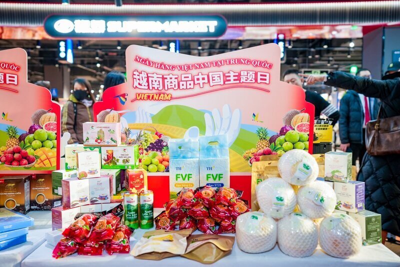 Vietnamese goods displayed prominently at Wumart supermarket in Beijing.