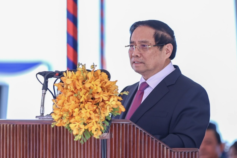 Prime Minister Pham Minh Chinh delivers remarks at the inauguration ceremony. Photo: VGP