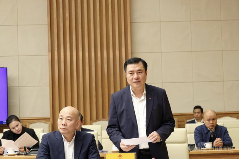 Deputy Minister of Industry and Trade Nguyen Sinh Nhat Tan delivers remarks at the meeting. Photo: Do Nga