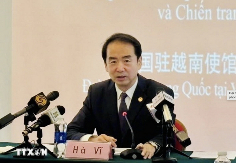 Chinese Ambassador to Vietnam He Wei speaks in an interview. Photo: VNA