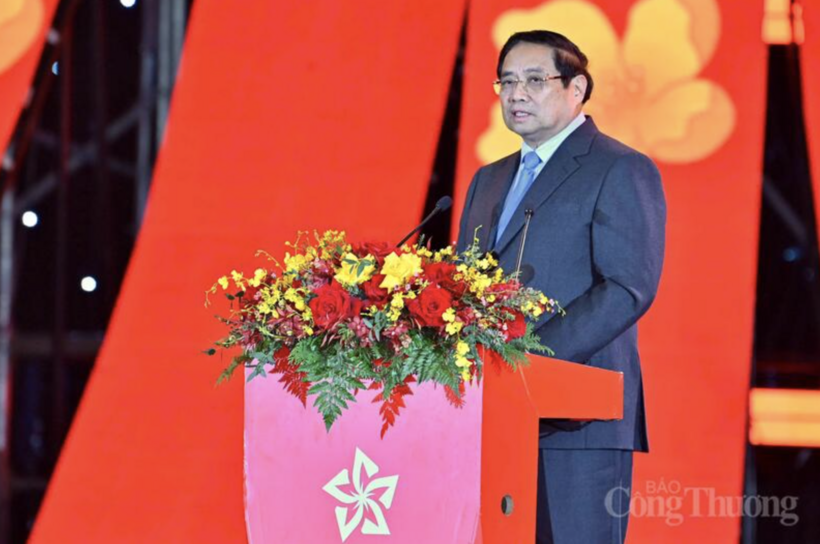 The Prime Minister delivers the opening address at the inaugural Spring Fair 2026. (Photo: Nam Nguyen)