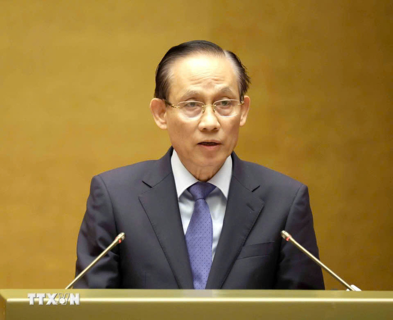 Le Hoai Trung, a member of the Politburo and Minister of Foreign Affairs, delivers a thematic report entitled “Developing foreign affairs in the new era commensurate with the country’s historical stature, cultural identity, and international standing.” Photo: VNA