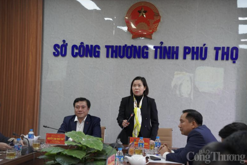 Phung Thi Kim Nga delivers remarks at the working session.
