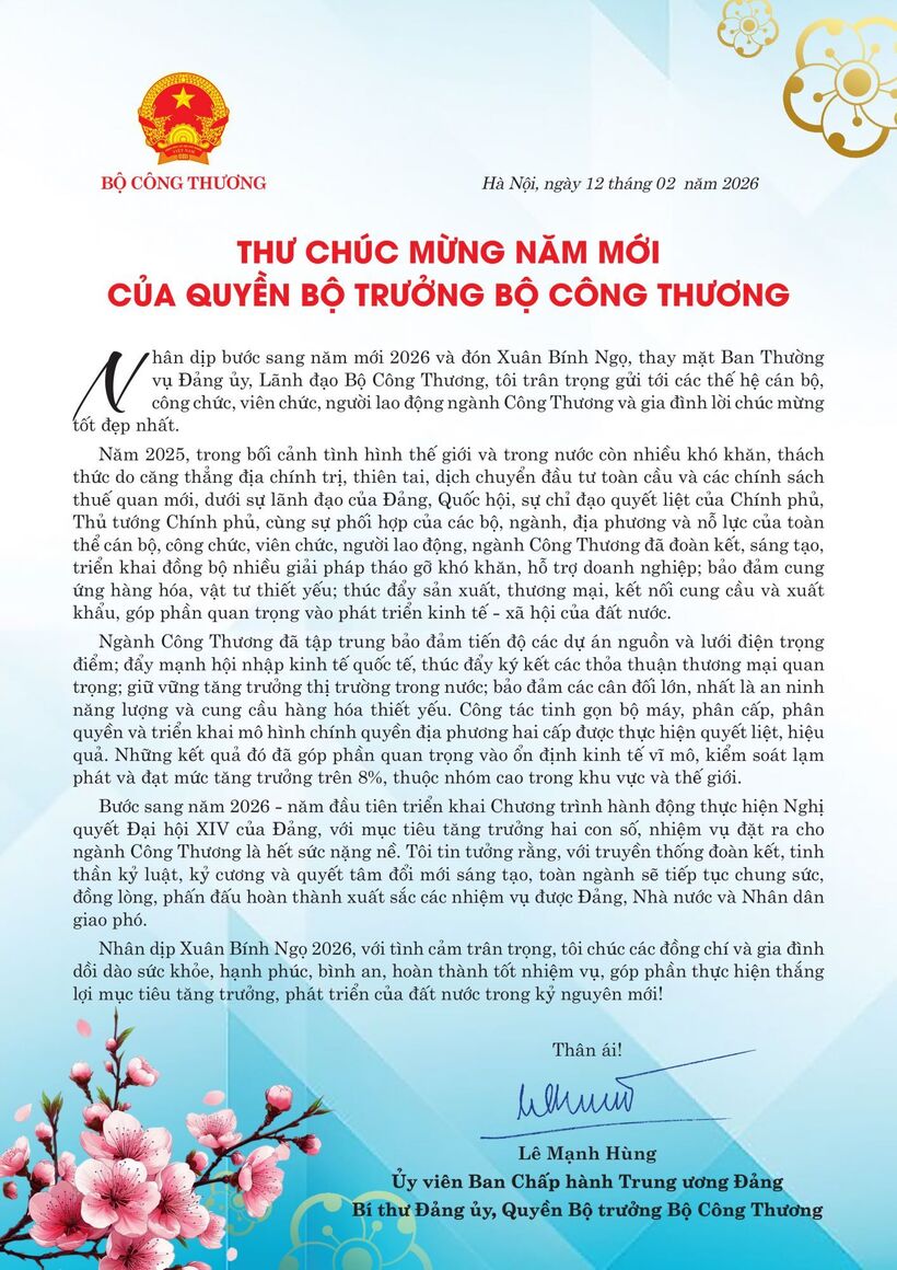 Acting Minister of Industry and Trade Le Manh Hung extends New Year greetings to successive generations of officials, civil servants, public employees and employees of the industry and trade sector - 1