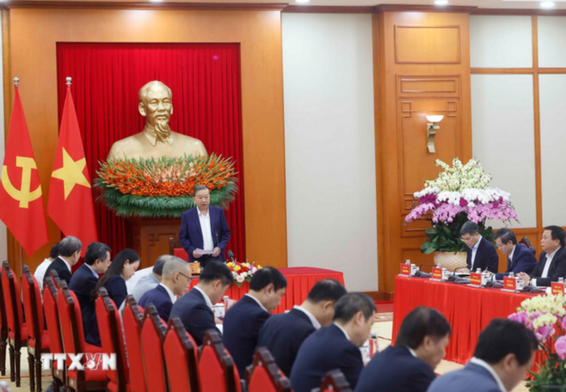 Party General Secretary To Lam delivers remarks at the event. Photo: VNA