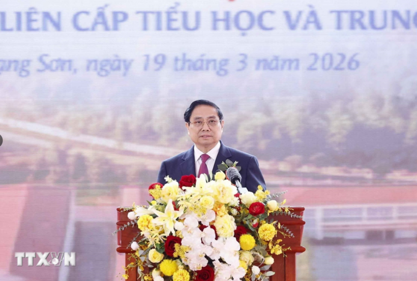 Prime Minister Pham Minh Chinh delivers remarks. Photo: Thong Nhat