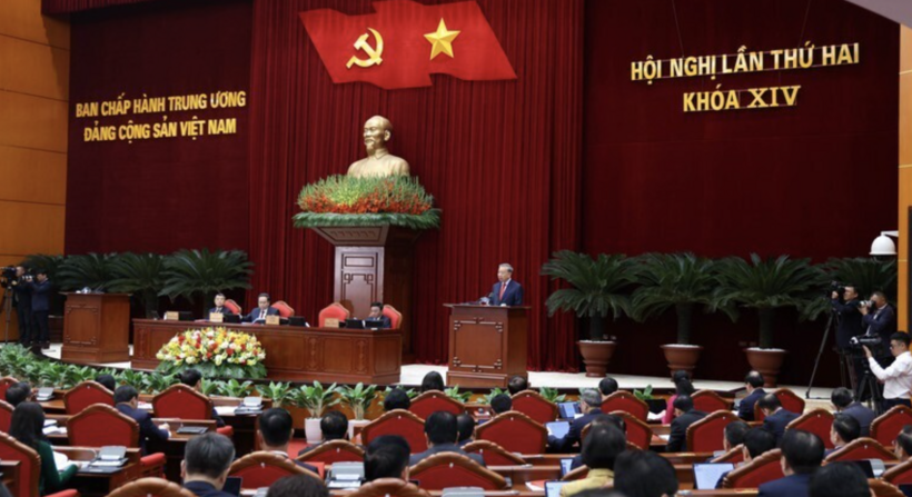 Party General Secretary To Lam delivers the opening remarks at the conference. Photo: VGP/Duc Tuan
