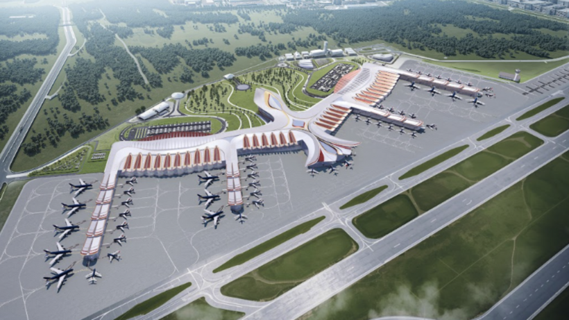 Phu Quoc International Airport with its modern self-check-in area. Image: HOK
