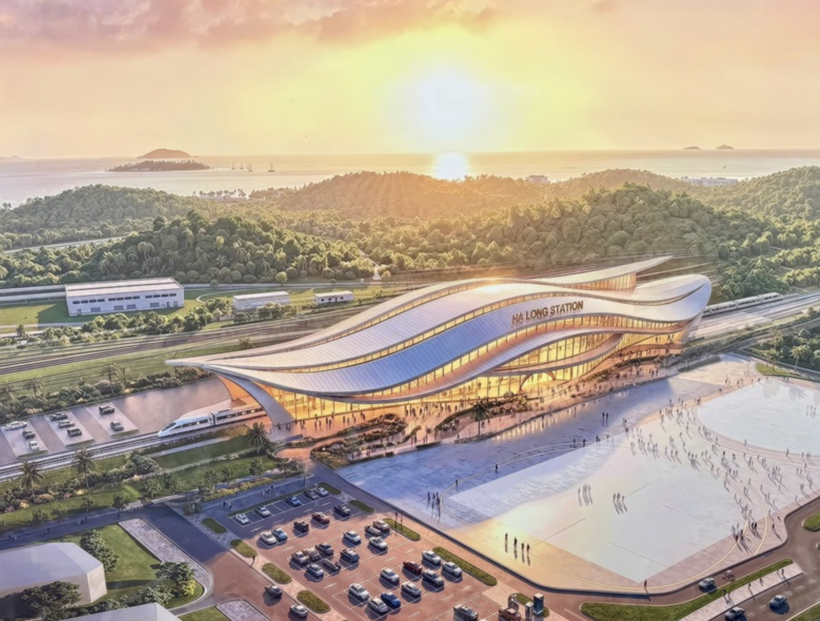 Rendering of the Hanoi-Quang Ninh high-speed railway project