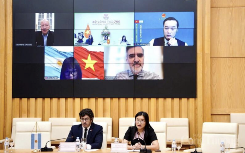 Virtual meeting with Fernando Brun, Secretary of State for International Economic Relations under Argentina’s Ministry of Foreign Affairs, International Trade and Worship. Photo: Dieu Linh