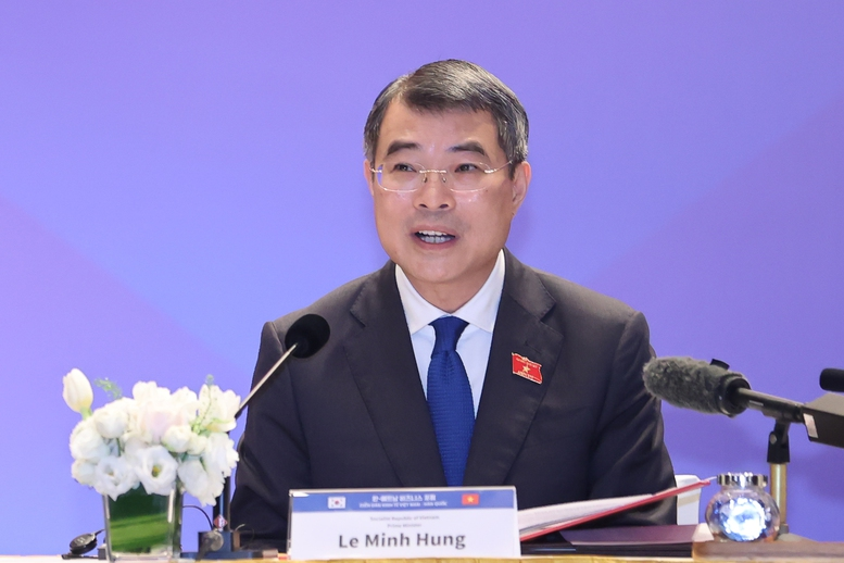 Prime Minister Le Minh Hung: Vietnam - Republic of Korea ties have moved beyond traditional trade and investment cooperation to a higher, more strategic and comprehensive level. Photo: VGP
