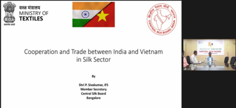 P. Sivakumar, Council Member and Chief Executive Officer of the Central Silk Board, shared his remarks at the seminar.