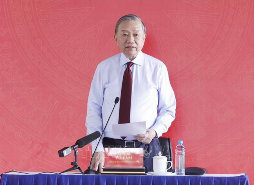 Party General Secretary and State President To Lam delivers remarks. Photo: VNA