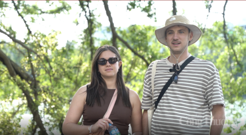 Yugo Majure (France) shares his impressions of the April 30 commemorative atmosphere in Hanoi during his visit to Vietnam. Photo: Dieu Linh