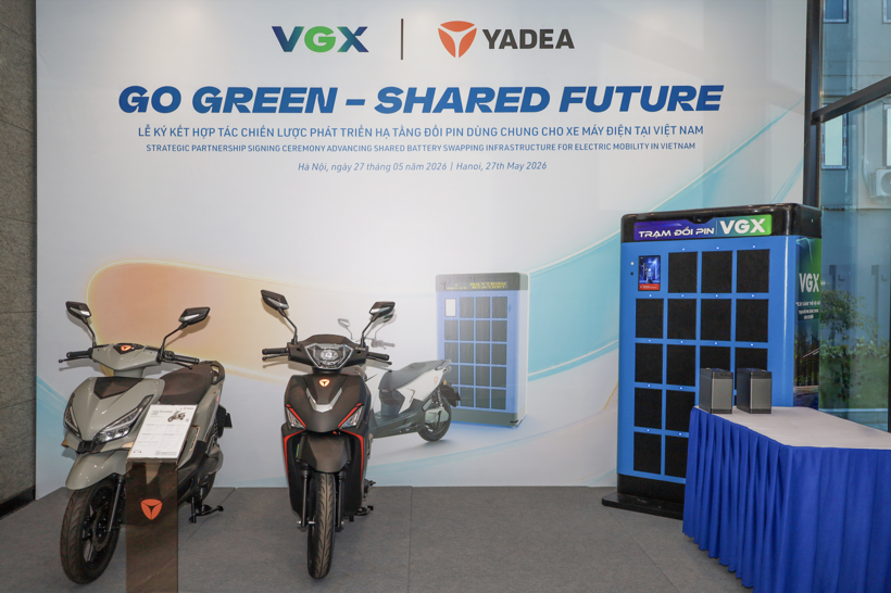 YADEA electric motorcycles connect with VGX’s shared battery-swapping infrastructure in Vietnam
