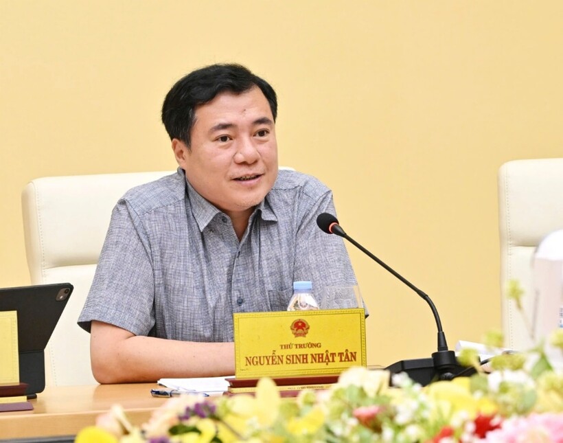 Deputy Minister of Industry and Trade Nguyen Sinh Nhat Tan addresses the working session.
