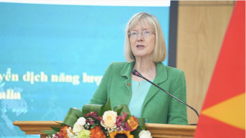 Australian Ambassador to Vietnam Gillian Bird speaks at the signing ceremony.