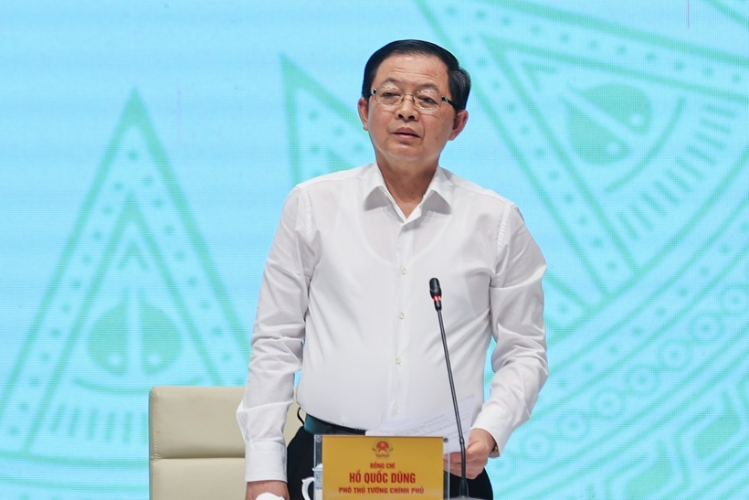 Ho Quoc Dung, member of the Party Central Committee and Deputy Prime Minister, delivers remarks at the meeting. Photo: VGP.