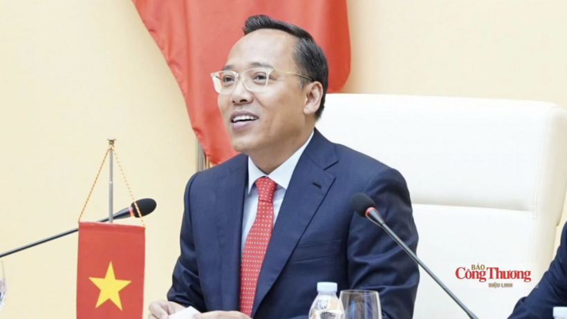 Deputy Minister Nguyen Hoang Long speaks at the meeting.