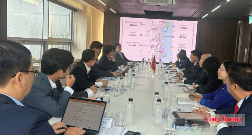 The Vietnamese delegation holds discussions with LX International on the planning of the Hung Yen Economic Zone and potential investment cooperation opportunities. Photo: Vietnam Trade Promotion Agency