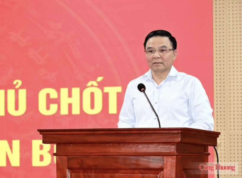 MoIT Party Committee Secretary and Minister of Industry and Trade Le Manh Hung addresses the conference. Photo: Can Dung