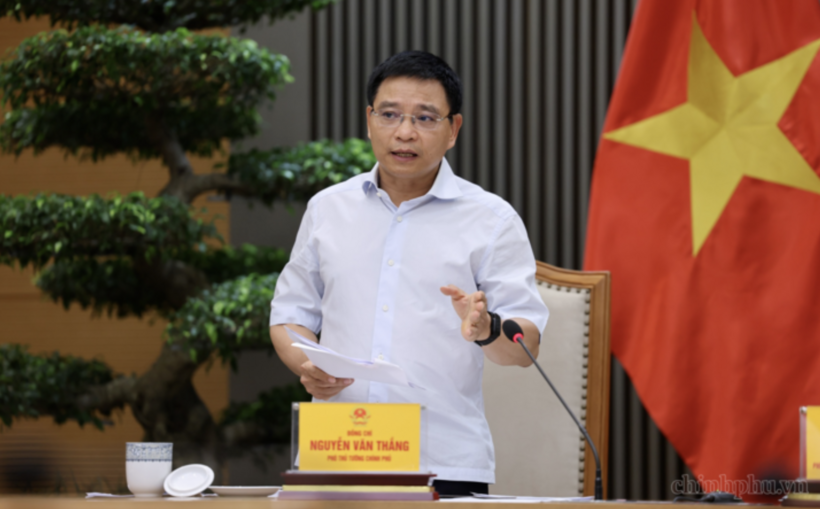 Deputy Prime Minister Nguyen Van Thang addresses the working session - Photo: chinhphu.vn/Phuong Nguyen