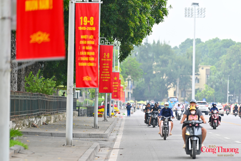 Banners and celebratory slogans marking National Day on September 2 are displayed along many streets, including Doc Lap, Hoang Dieu and Dien Bien Phu.