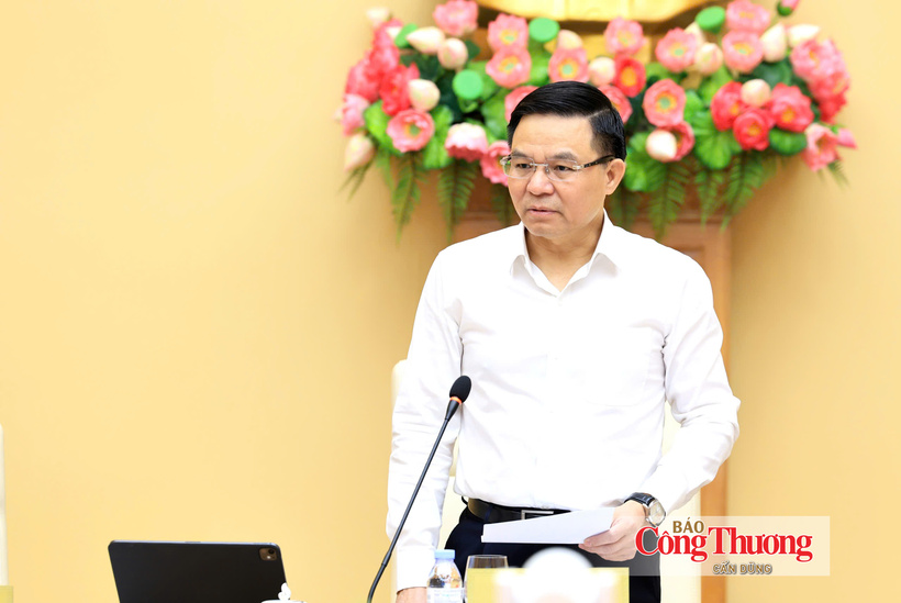 Minister of Industry and Trade Le Manh Hung delivers remarks at the meeting