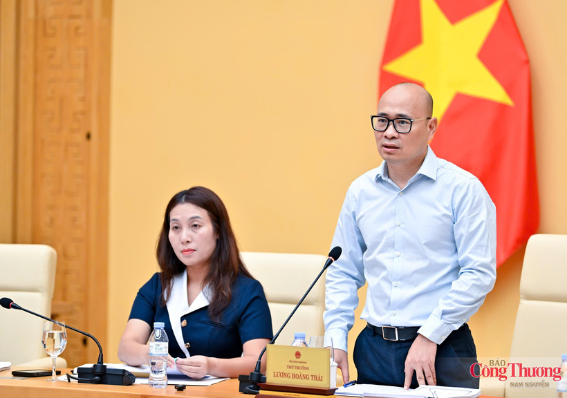 Deputy Minister of Industry and Trade Luong Hoang Thai delivers remarks at the event.