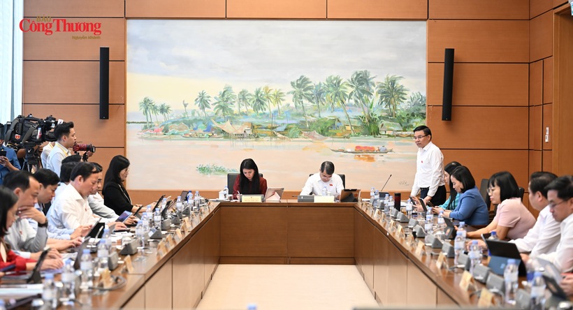 Party Central Committee member and Minister of Industry and Trade Le Manh Hung delivers remarks at the Group 3 discussion.