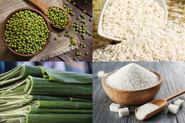 MIX IT UP: Ingredients to make 'bánh tro', as it is called by northerners, include quality sticky rice, green beans and banana leaves. — Photo dienmayxanh.com MIX IT UP: Ingredients to make 'bánh tro', as it is called by northerners, include quality sticky rice, green beans and banana leaves. — Photo dienmayxanh.com