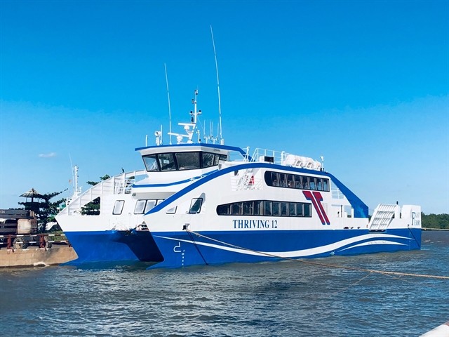 A ferry boat in Cần Giờ District. The Department of Transport has proposed developing a sea ferry route connecting HCM City with Tiền Giang Province by 2024. — Photo courtesy of Quốc Chánh Company Limited