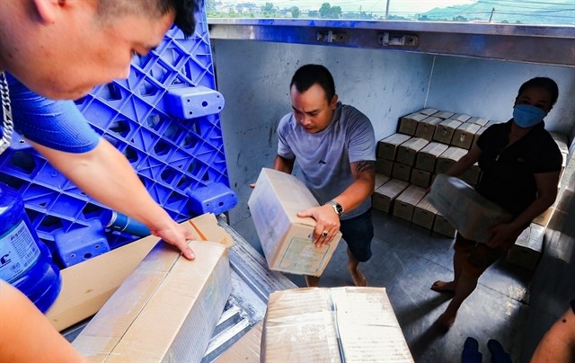 Fresh sugarcane products of Tiến Ngân Trading and Investment Co are loaded to containers for export.— VNA/VNS Photo Trọng Đạt 