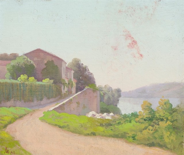 Maison au bord de l'eau (House by the Water) painted by Hàm Nghi in 1910 Maison au bord de l'eau (House by the Water) painted by Hàm Nghi in 1910