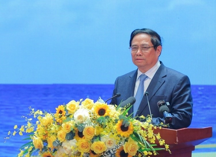 Prime Minister Pham Minh Chinh delivers a speech at the 2023 year-end review conference of Petrovietnam