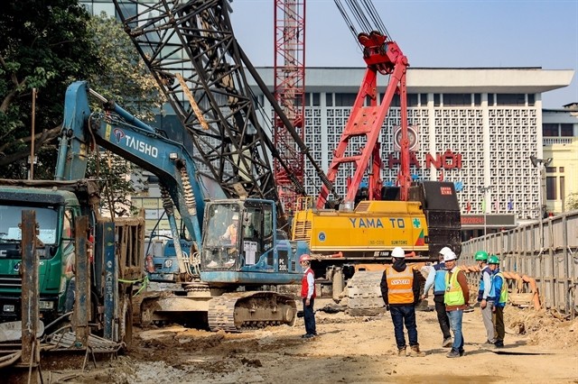Construction work is conducted on the Nhổn-Hà Nội Station metro line project. — VNA/VNS Photo Hoàng Trung Hiếu