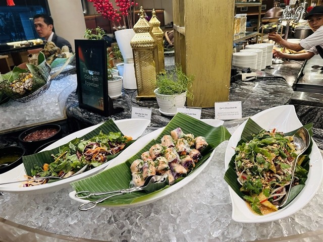 Vietnamese dishes served at the event in Jakarta. VNA/VNS Photo Đỗ Quyên 