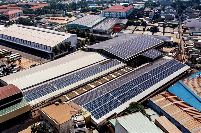 Solar panels installed on a roof of a factory block in HCM City. —VNA/VNS Photo Hồng Đạt