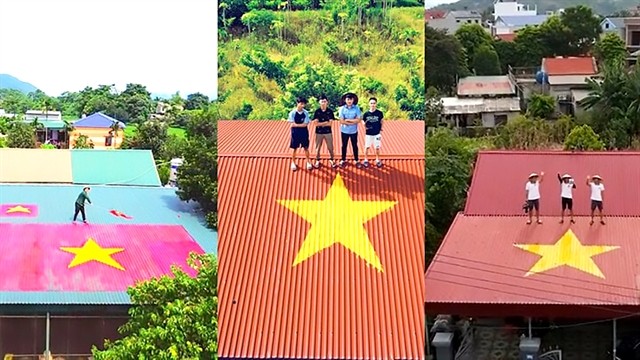 On TikTok, the trend of painting rooftops into Vietnamese flags is going viral. Screenshot on TikTok On TikTok, the trend of painting rooftops into Vietnamese flags is going viral. Screenshot on TikTok