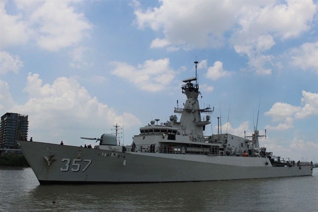 The Indonesian Navy’s KRI Bung Tomo - 357 corvette docks at the Nhà Rồng Port in HCM City. — Photo courtesy of the Việt Nam People's Navy