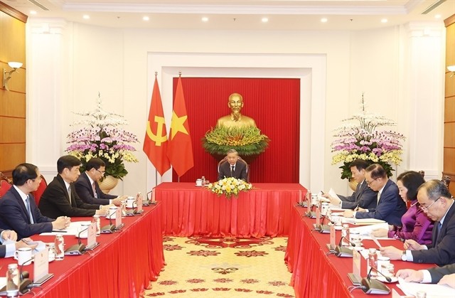 Party General Secretary and State President Tô Lâm holds phone talks with Republic of Korea's President Yoon Suk Yeol on Tuesday. — VNA/VNS Photo Trí Dũng