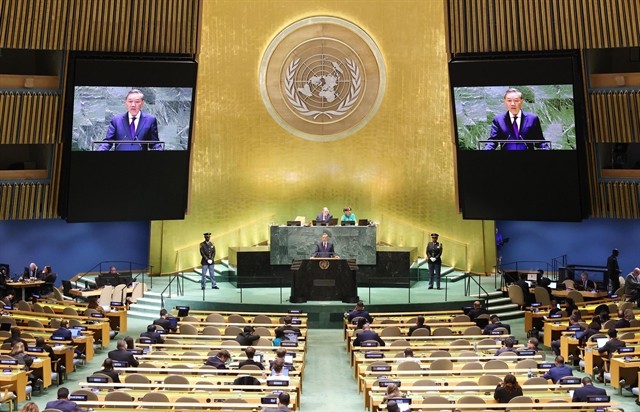 Party General Secretary and State President Tô Lâm delivers a speech at the General Debate of the United Nations General Assembly (UNGA)’s 79th session in New York on Tuesday (local time).— VNA/VNS Photo Lâm Khánh
