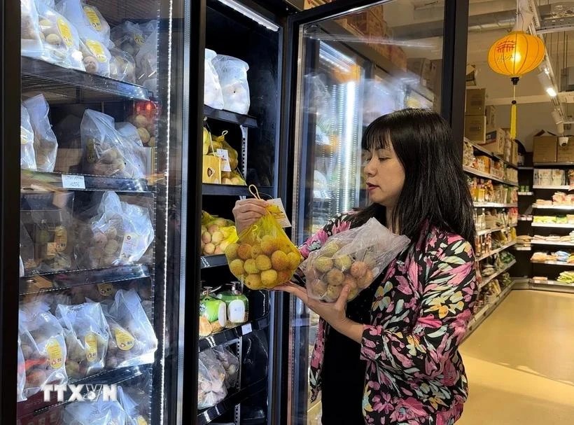 Vietnamese lychee hits French supermarket shelves. (Photo: VNA) Vietnamese lychee hits French supermarket shelves. (Photo: VNA)