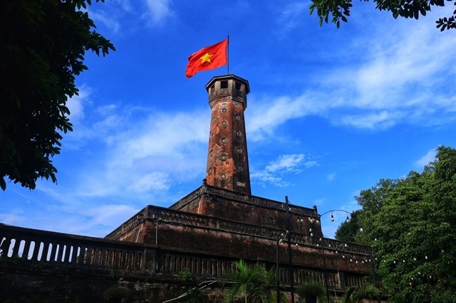The national flag flies high on the Hà Nội Flag Tower. The national flag flies high on the Hà Nội Flag Tower.