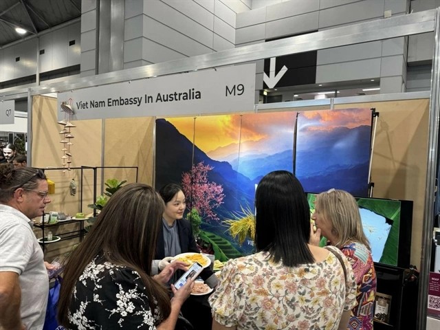 The Vietnamese booth at the Good Food and Wine Show 2024 in Brisbane, Queensland — Photo baoquocte.vn
