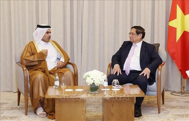 Prime Minister Phạm Minh Chính meets Saad Sherida al-Kaabi, Minister of Energy in Qatar. VNA/VNS Photo Dương Giang
