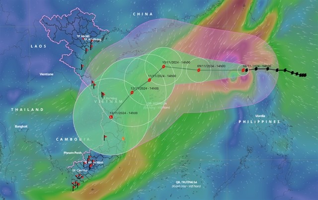 The forecasted path of Typhoon Yinxing over the few days. — VNA/VNS Photo